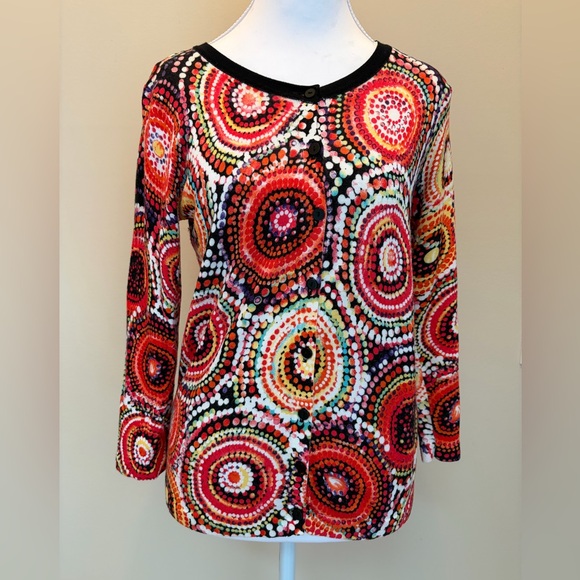 Joseph Tops - #147 Joseph Beautiful Multicolor Button Down Cardigan, Circular Design.